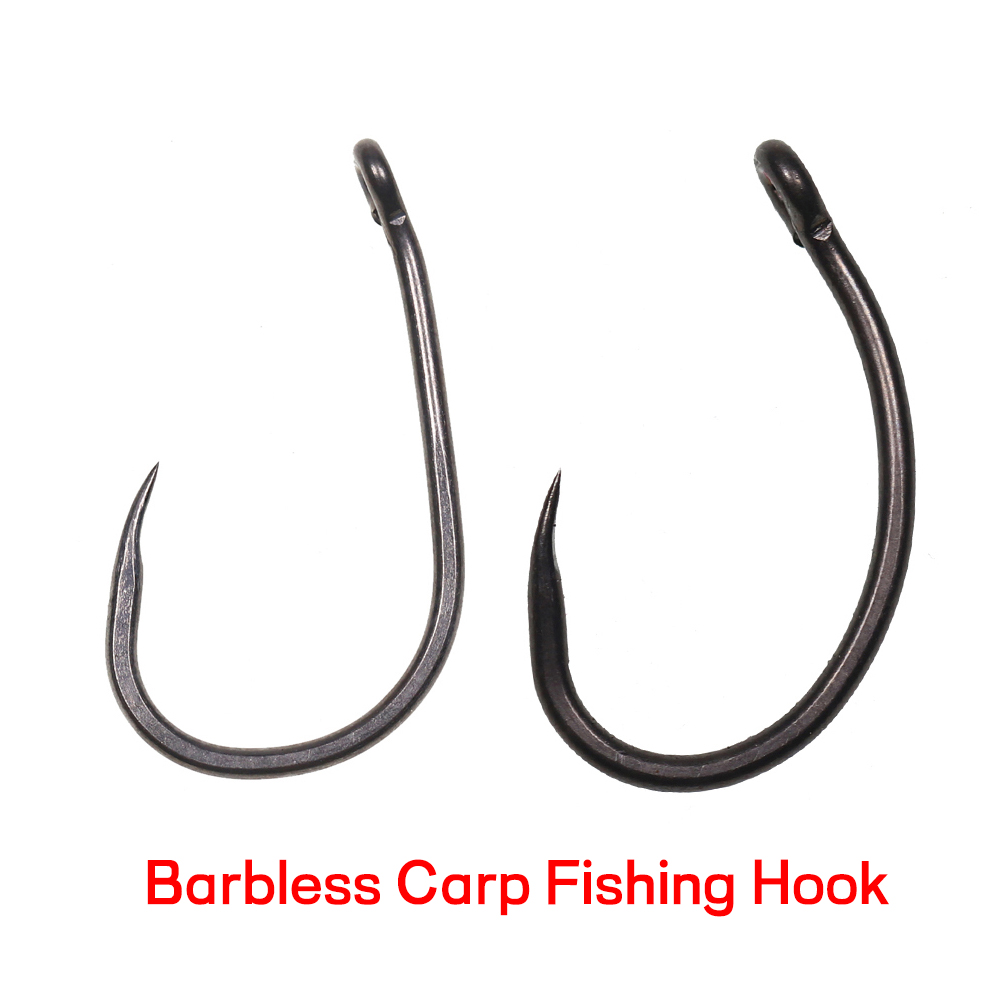 Fishing Hook Barbless - 50개입 무광 블랙 잉어 낚시 바브리스