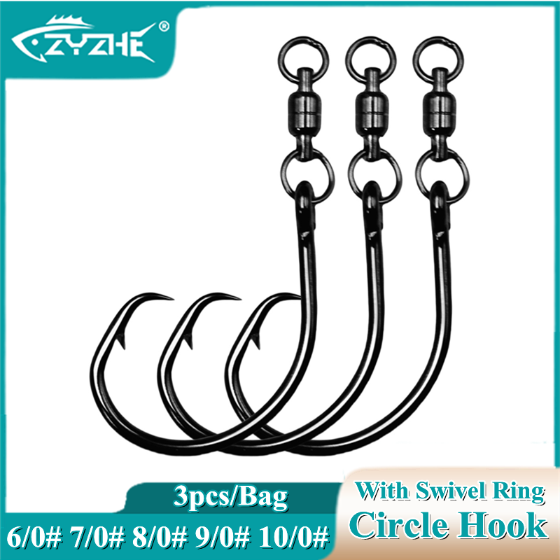 Fishing Hook Offset - ZYZHE 3/6/9개 스위블 링이 있는 원형