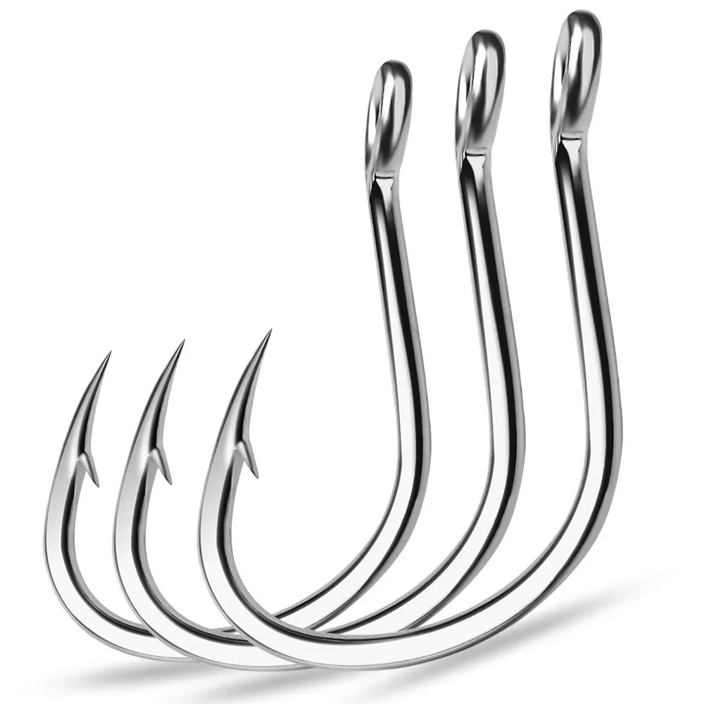 Fishing Hook Offset - 링 아이 Fishhooks 낚시 후크 실버