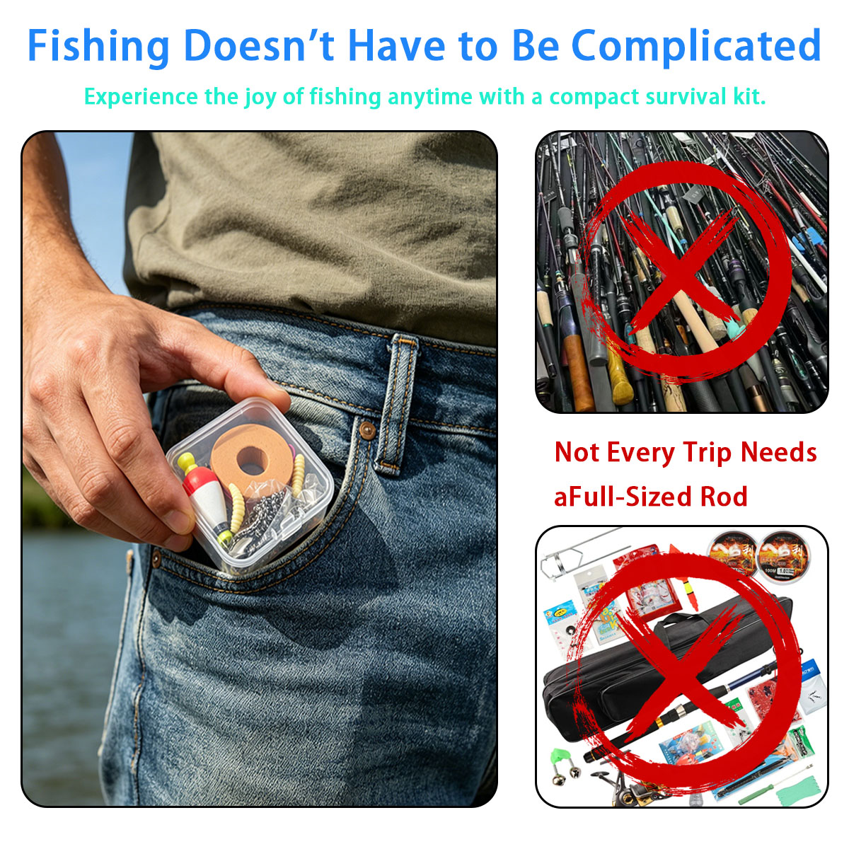 Fishing Hook Box - 휴대용 비상 낚시 장비 세트, 휴대용