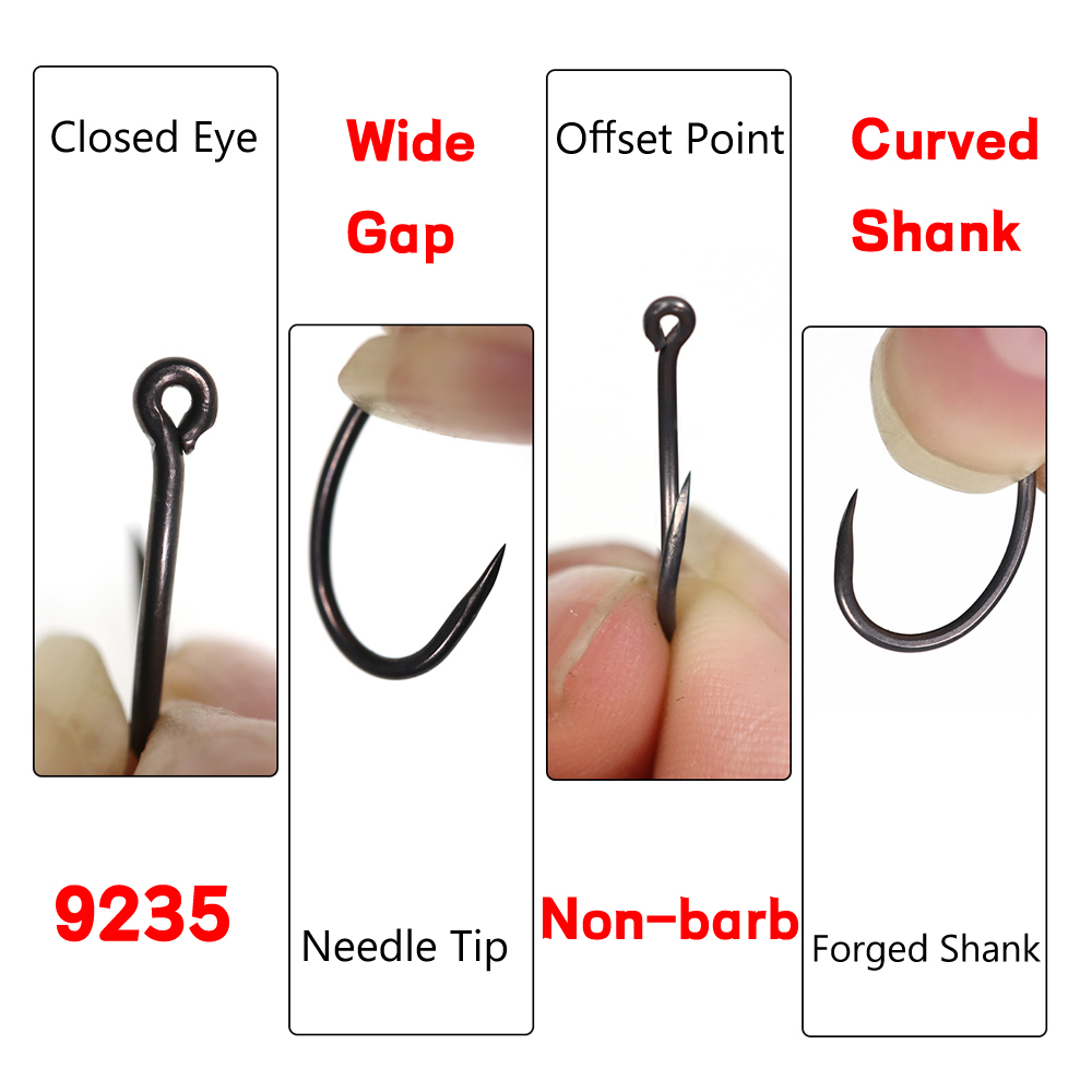 50개입 무광 블랙 잉어 낚시 바브리스 훅 다운 벤트  - Fishing Hook Barbless 리뷰 및 가격