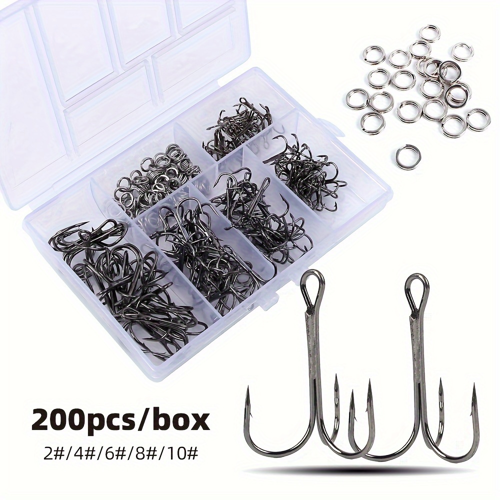 200개 낚시용 트레블 훅(이중 링 커넥터 포함) -  - Fishing Hook Assortment 리뷰 및 가격